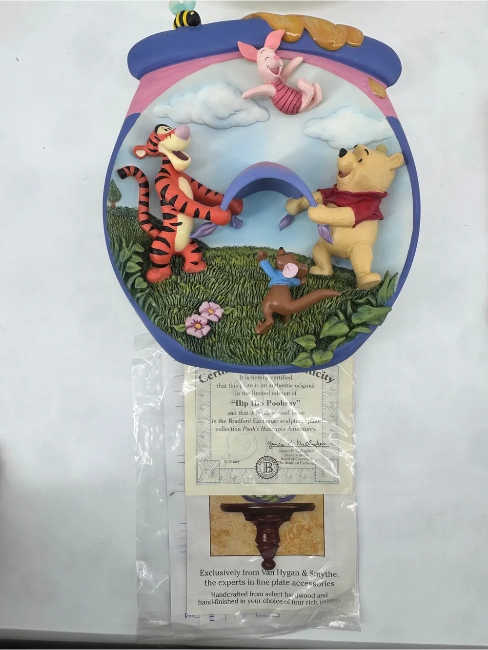 Winnie the Pooh 'Playing Poohsticks' Decorative Wall Plate - Yellow/Red